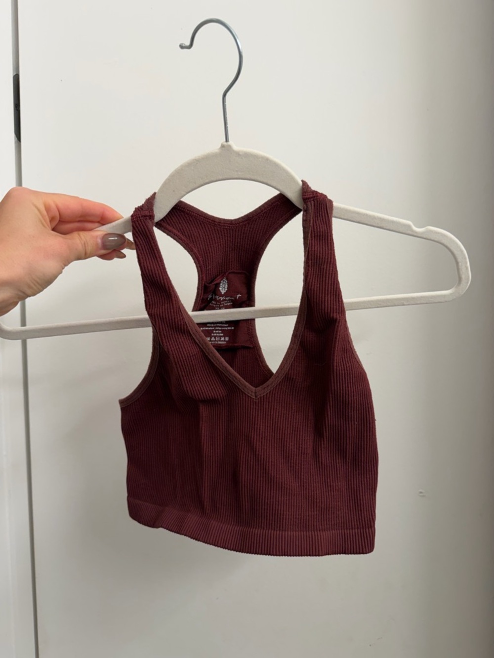 Ribbed Racerback Crop Top - Deep Burgundy